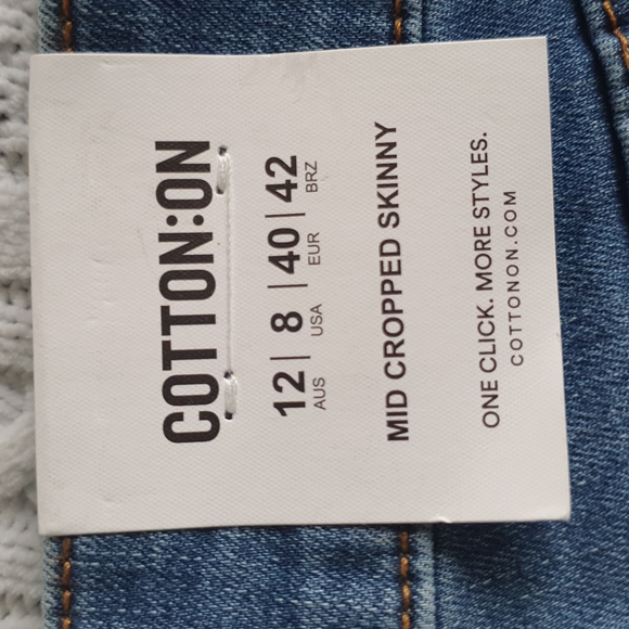 Womans Cotton:On Mid Ceopped Skinny Size 8 Light Denim Wash - Picture 4 of 6